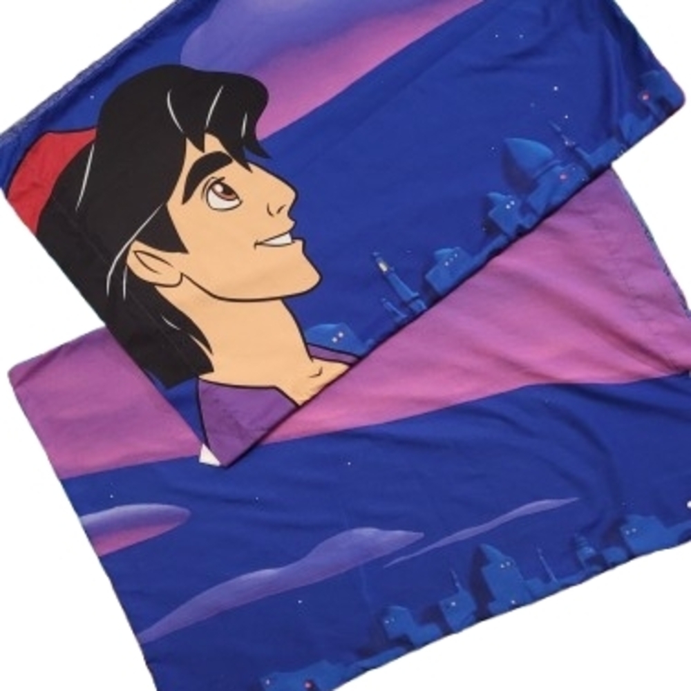 2 Disney Aladdin Blue and Purple Pillowcase